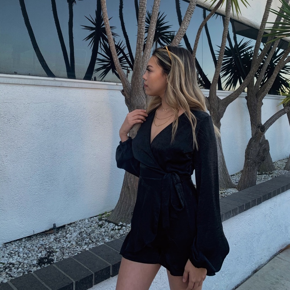 Silk long sleeve romper